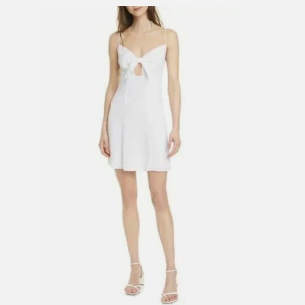 Alice + Olivia Roe Tie Front Flare Mini Dress White Size 00/XS